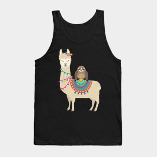 'Sloth Riding Llama' Funny Sloth Gift Tank Top